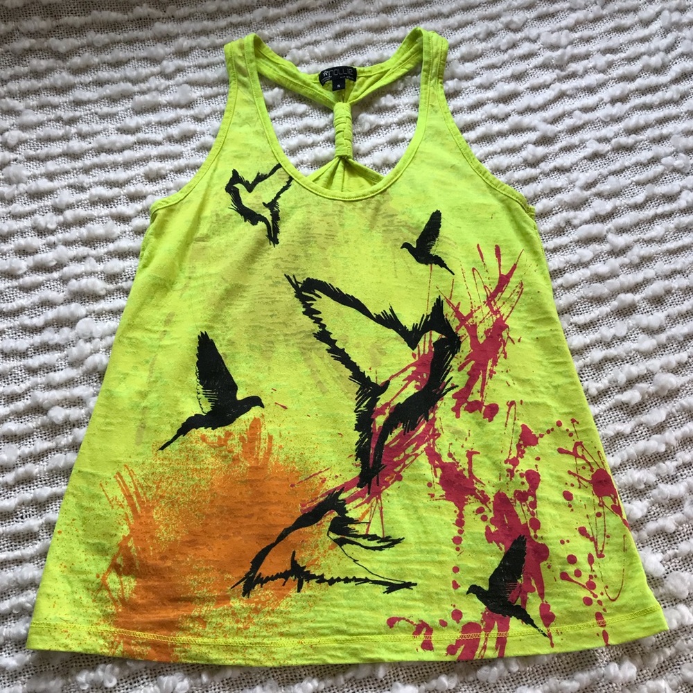 Nollie Neon Burnout Bird Graphic Racerback Size S
